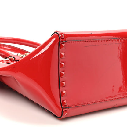 Valentino Garavani Patent Monochrome Rockstud Double Handle Tote Rosso Valentino 8 of 13