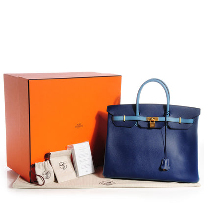 Hermes Epsom Horseshoe Bi-Color Birkin 40 Bleu Sapphire Blue Jean 19 of 27