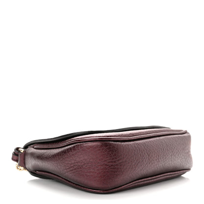 Gucci Metallic Pebbled Calfskin Small Soho Flap Crossbody Burgundy 4 of 10