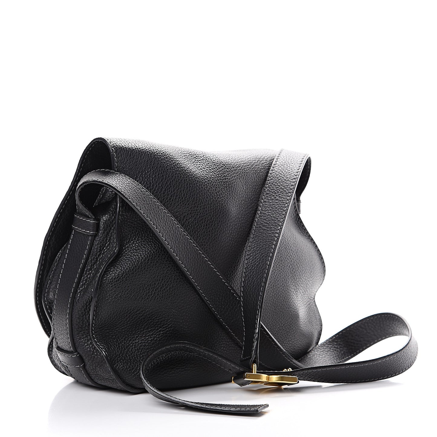 Calfskin Medium Marcie Round Crossbody Bag Black
