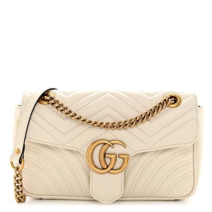 Gucci Calfskin Matelasse Small GG Marmont Shoulder Bag White 1 of 9