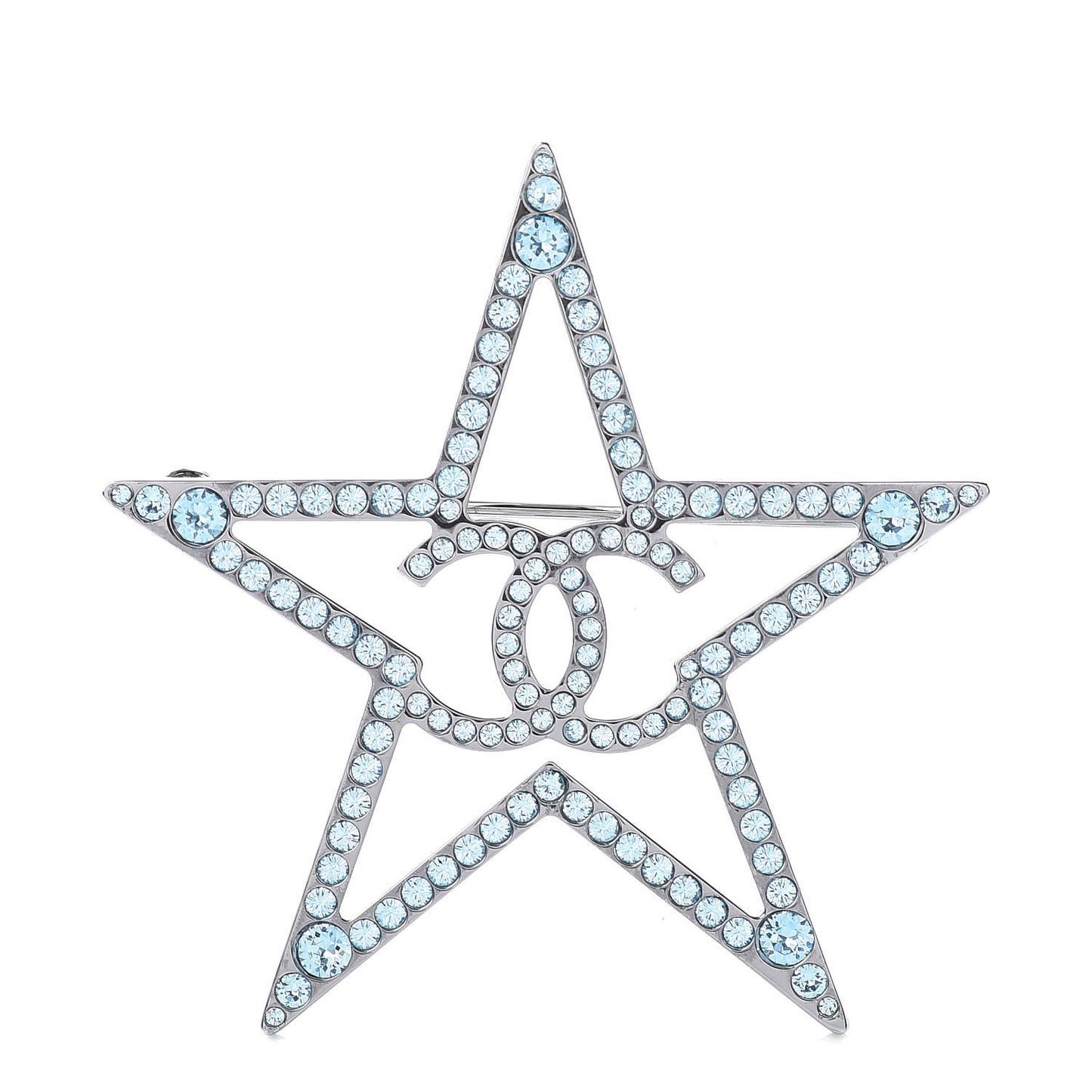 Ruthenium Crystal Star CC Brooch Blue