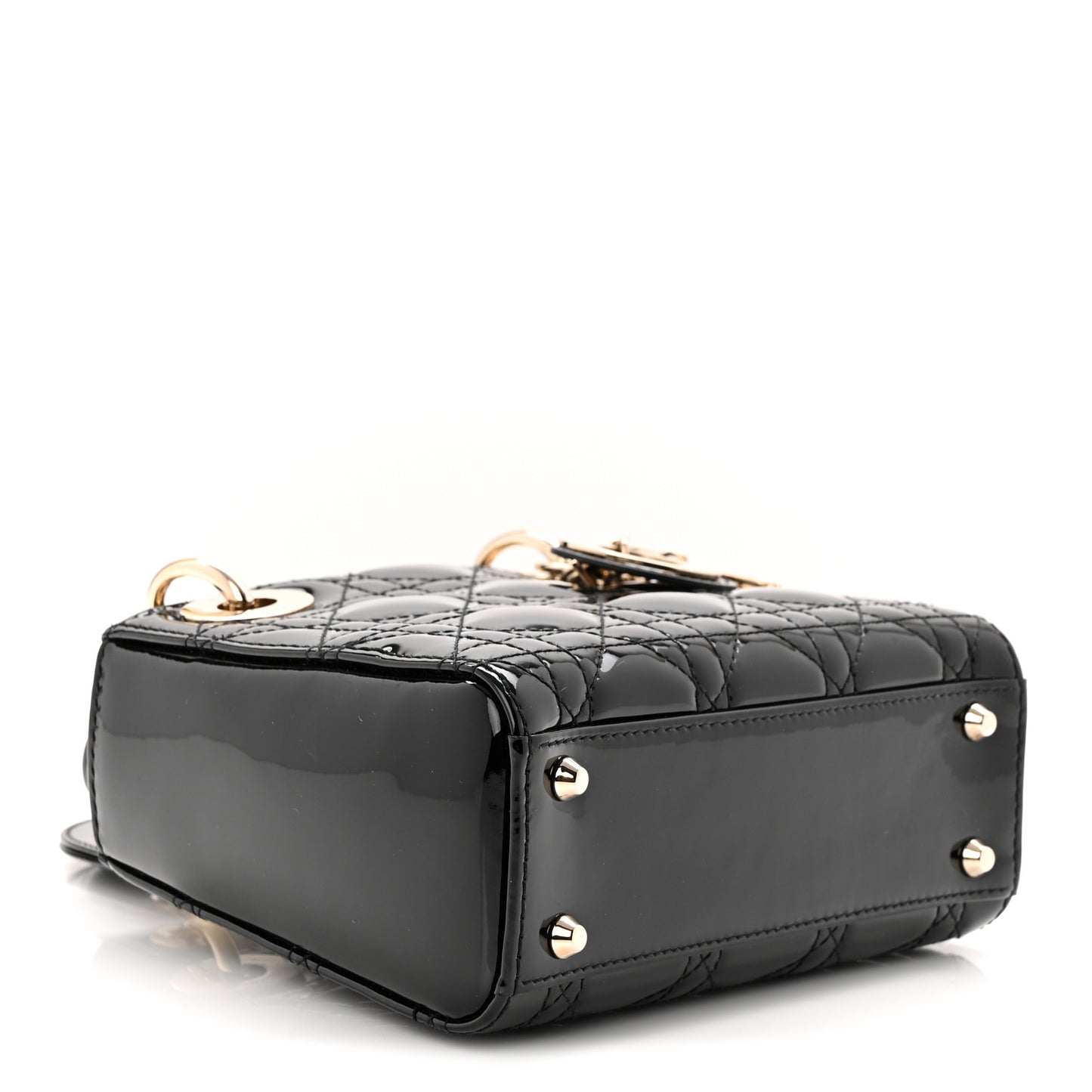 Patent Cannage Mini Lady Dior Black
