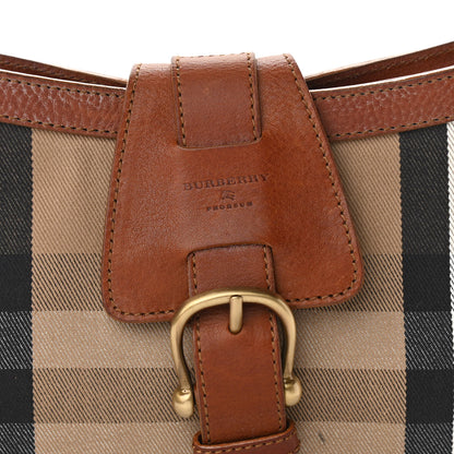 Burberry Calfskin House Check Woven Shoulder Bag Tan 7 of 12