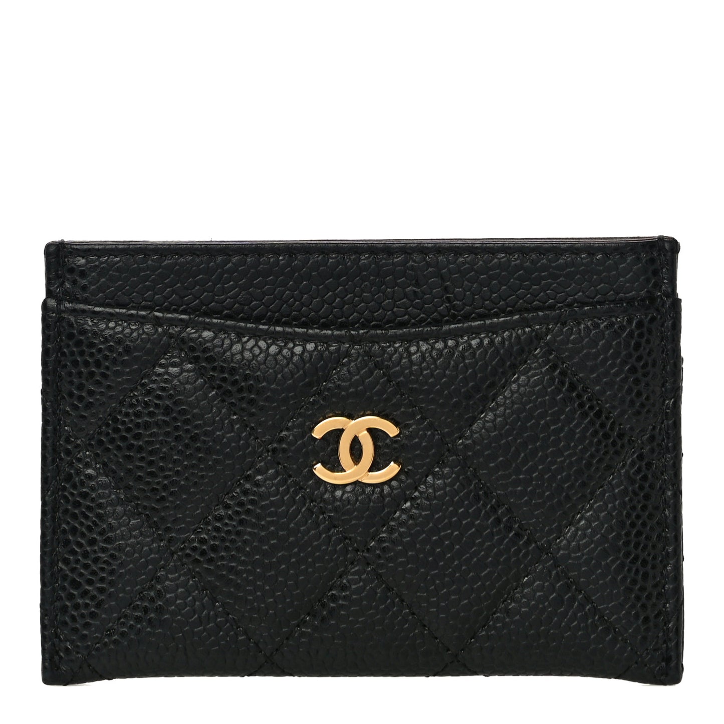 Caviar Quilted Card Holder Black