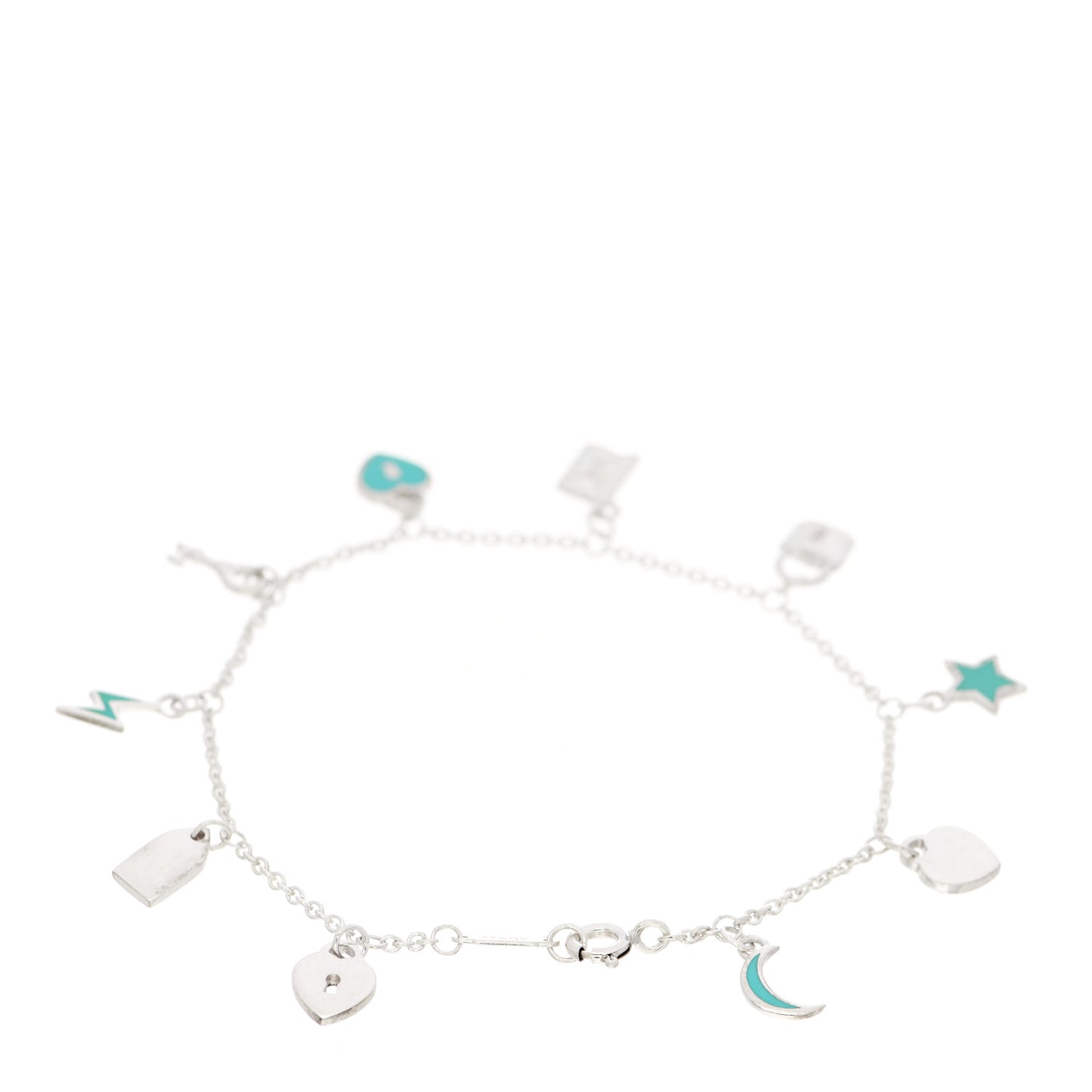 Sterling Silver Enamel Love Notes Charm Bracelet Blue