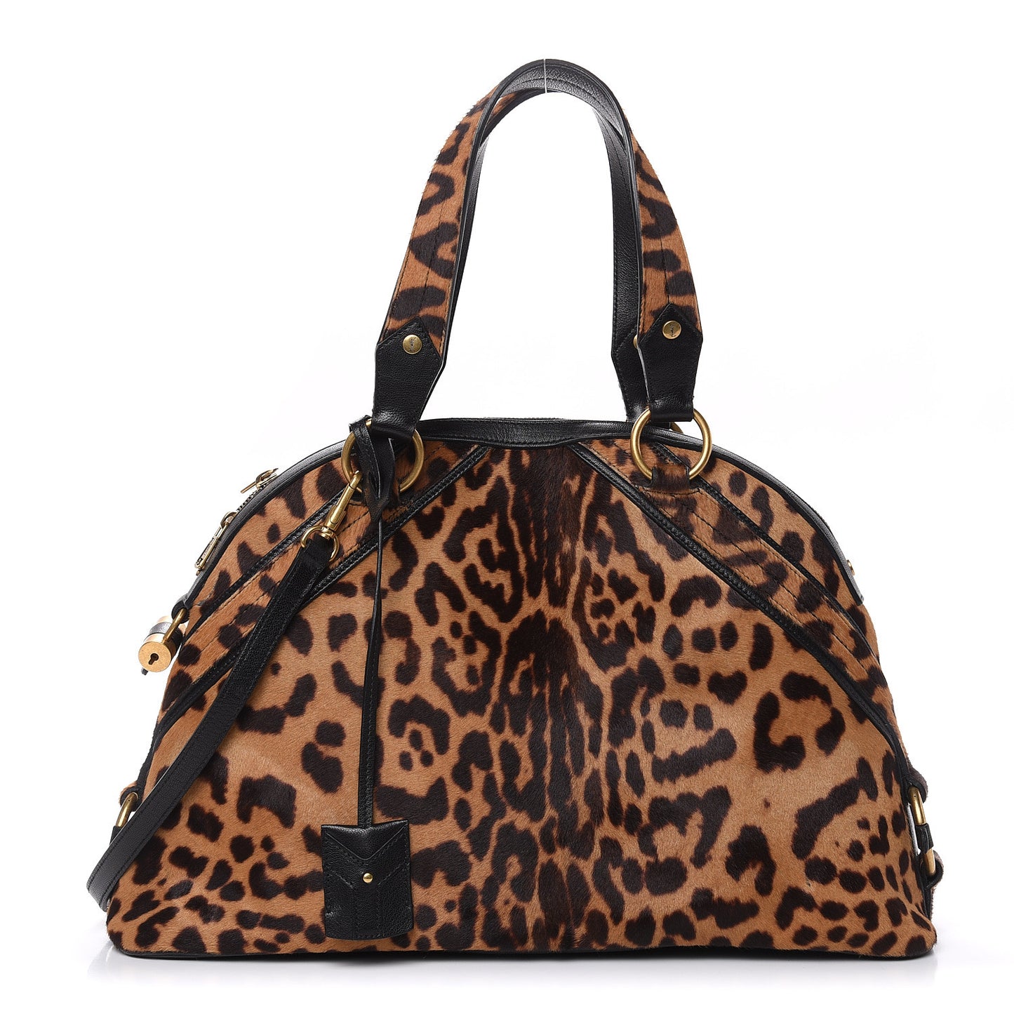 Calf Hair Leopard Print Large Fauve Black