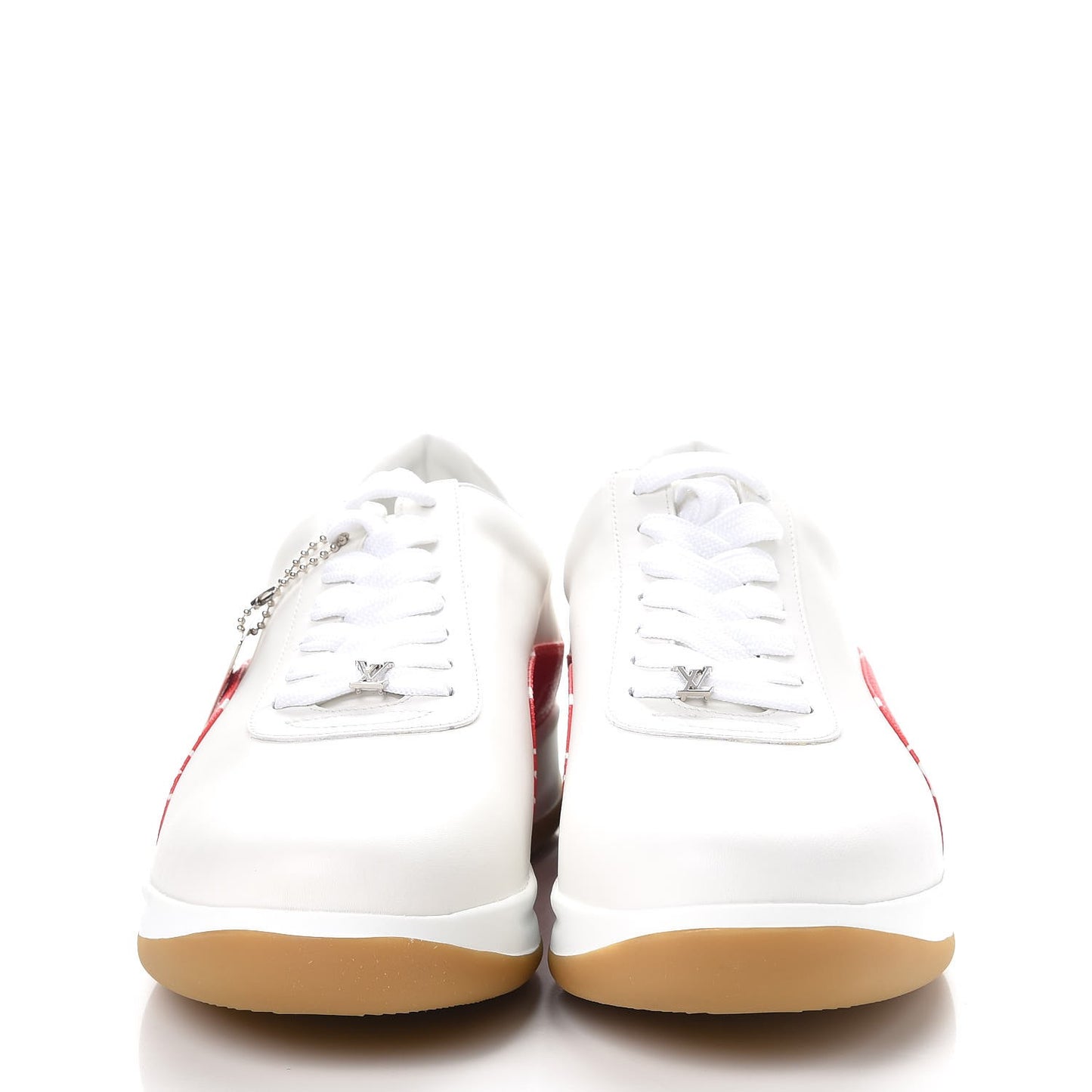 X SUPREME Calfskin Monogram Sneakers 9 White Red