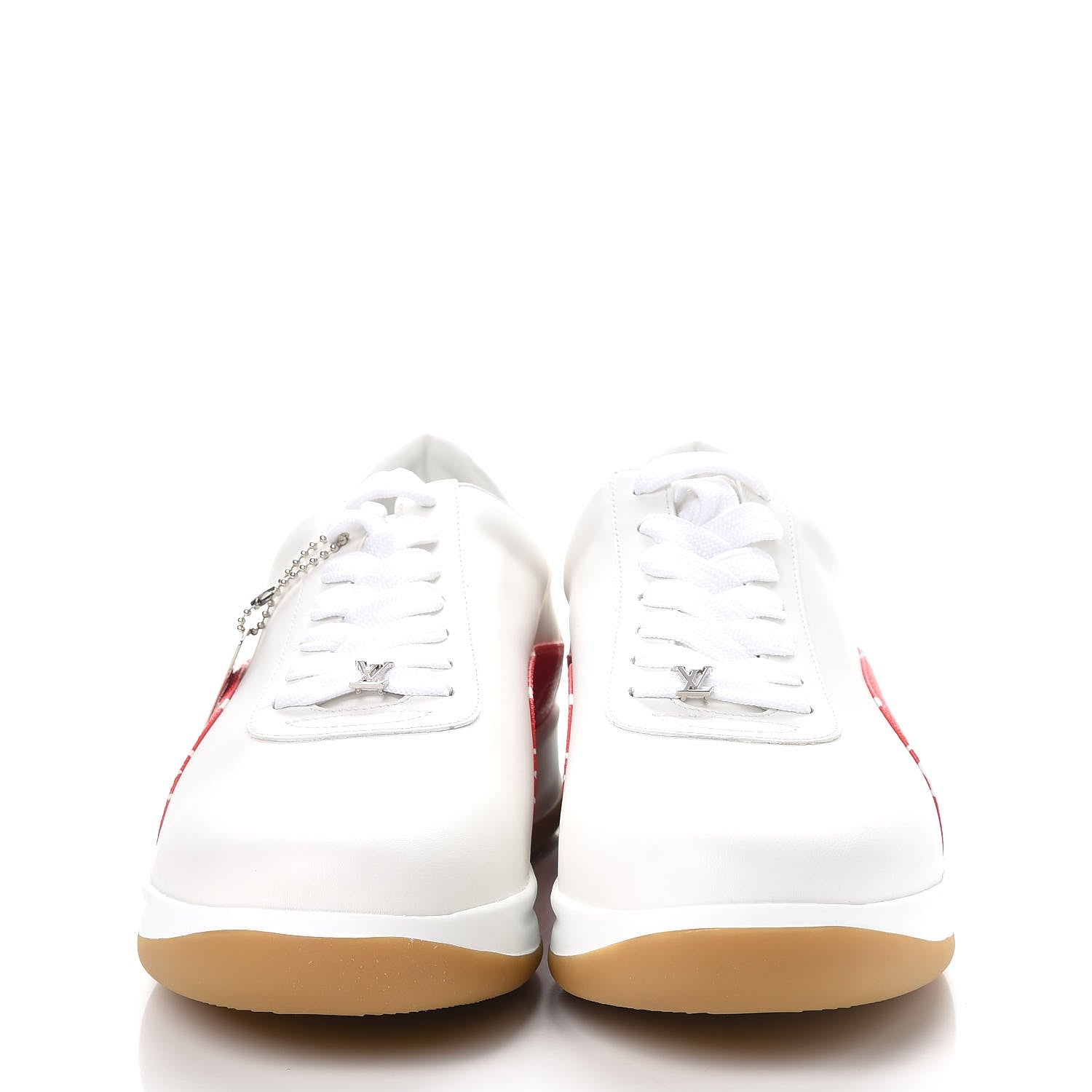 Louis Vuitton X SUPREME Calfskin Monogram Sneakers 9 White Red 2 of 10