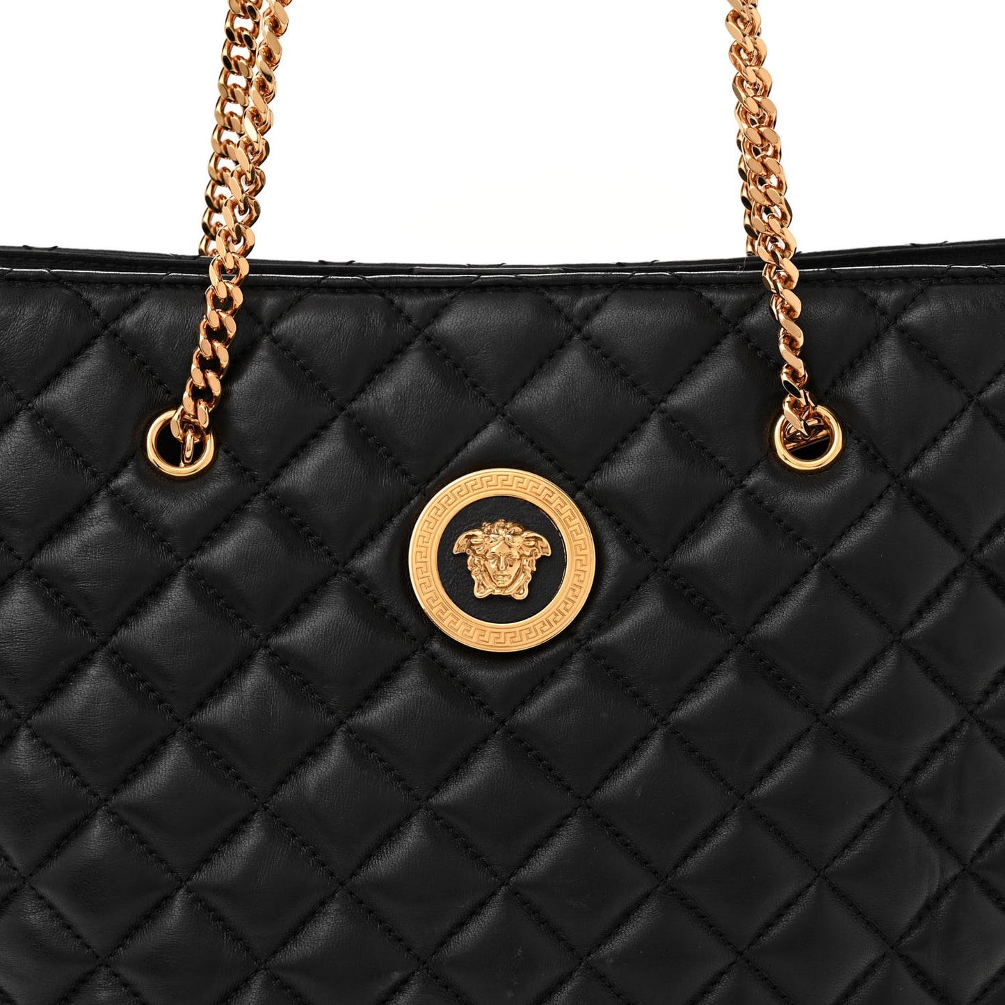 Nappa Quilted Medusa Chain Shoulder Bag Black