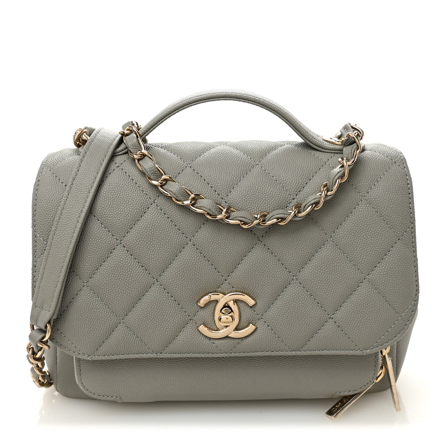 Caviar Quilted Medium Business Affinity Flap Grey