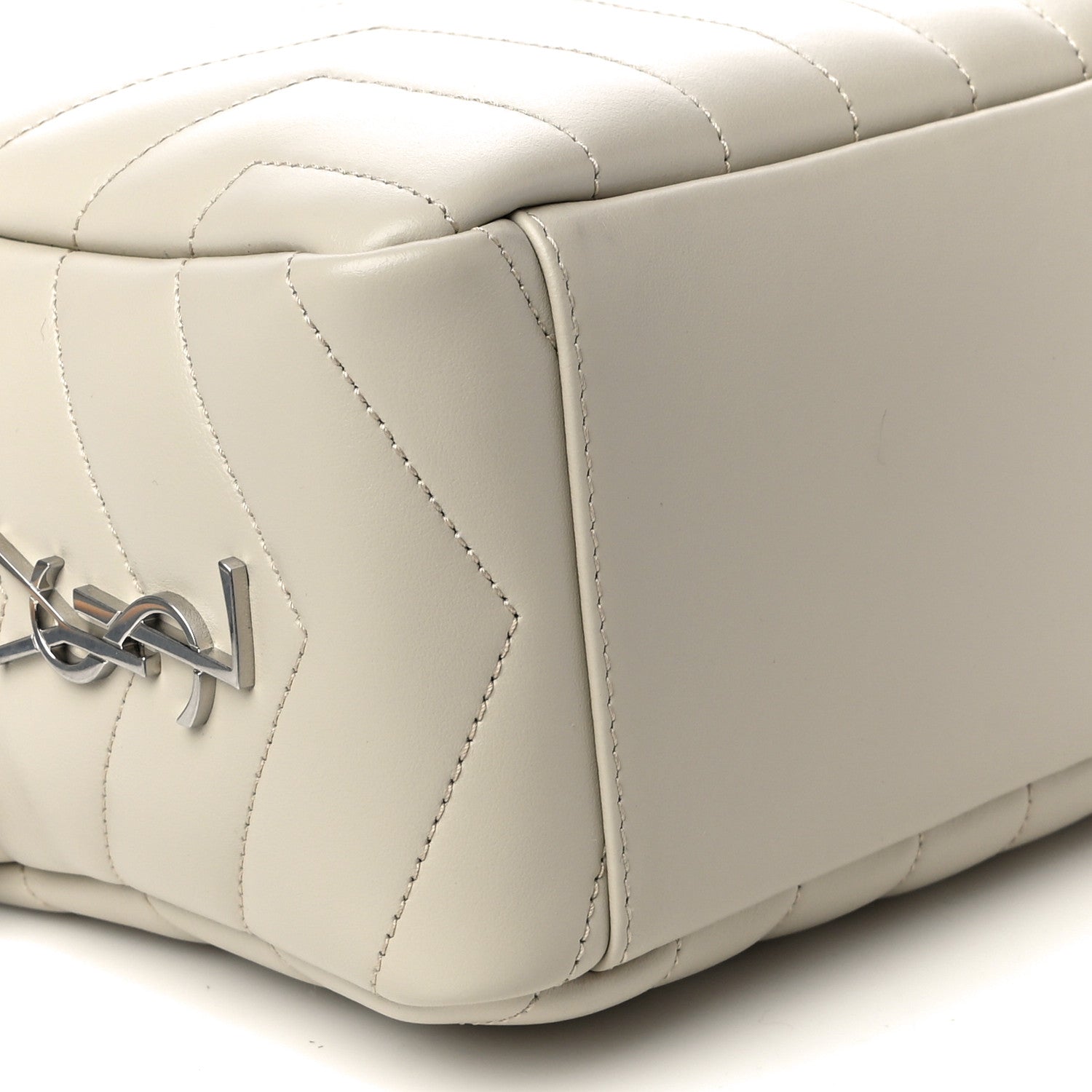Saint Laurent Calfskin Y Quilted Monogram Small Loulou Bowling Bag Ivory 8 of 9