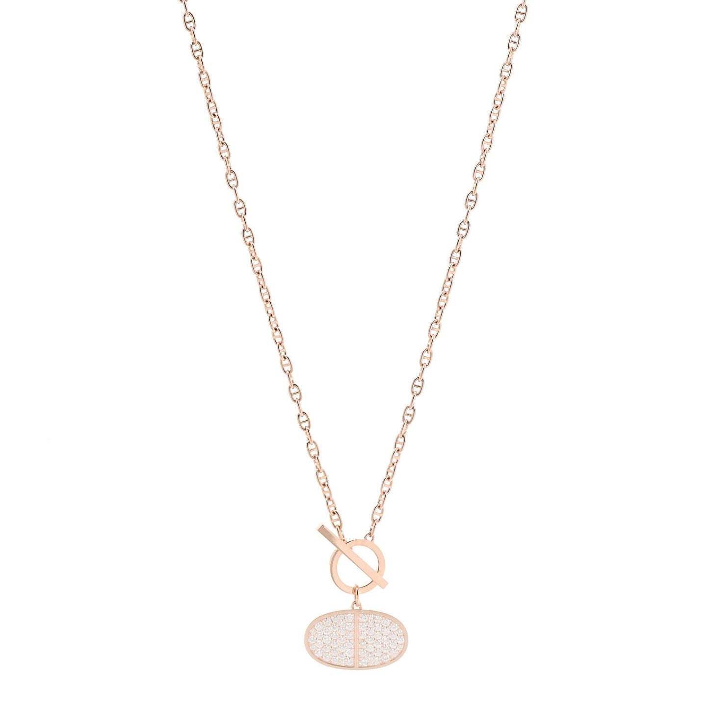 18K Rose Gold Diamond Chaine D'Ancre Verso Pendant Necklace ST