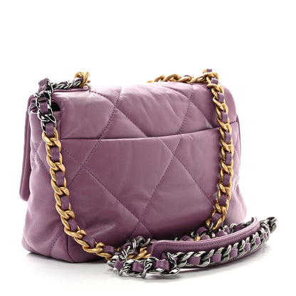 Chanel Goatskin Quilted Medium Chanel 19 Flap Violet Purple 3 of 12