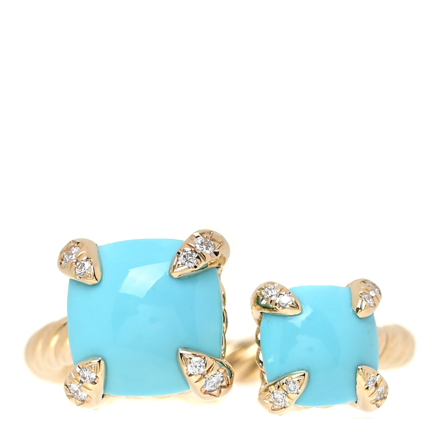 18K Yellow Gold Diamond Turquoise Chatelaine Bypass Ring 53 62.25