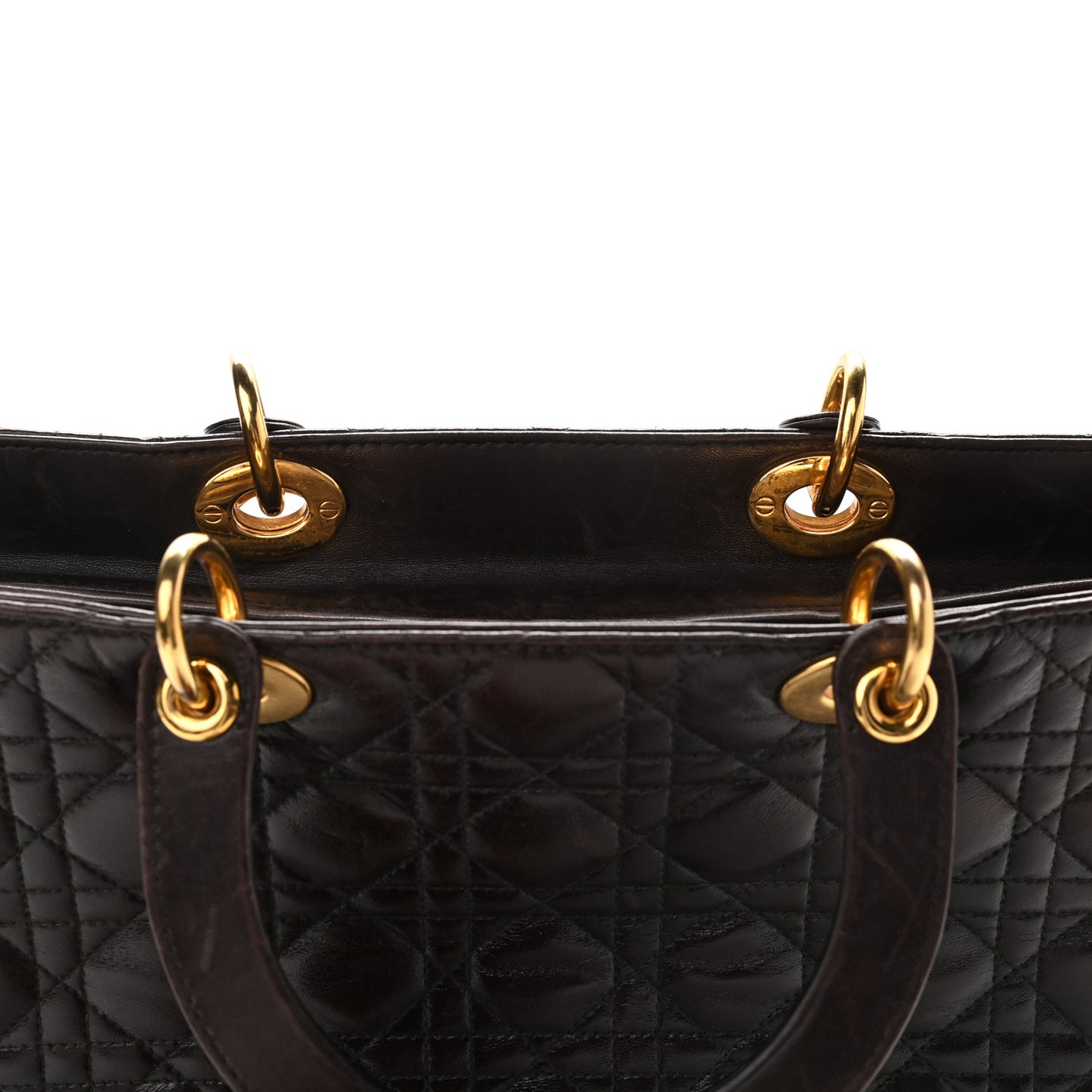 Lambskin Cannage Large Lady Dior Dark Brown