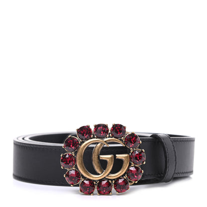Gucci Calfskin Crystal Double G 30mm Belt 95 38 Black 1 of 5