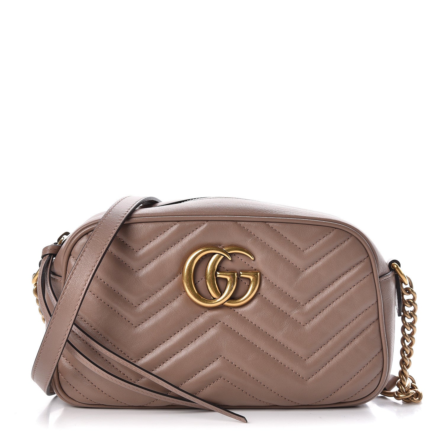 Gucci Calfskin Matelasse Small GG Marmont Chain Shoulder Bag Porcelain Rose 1 of 11