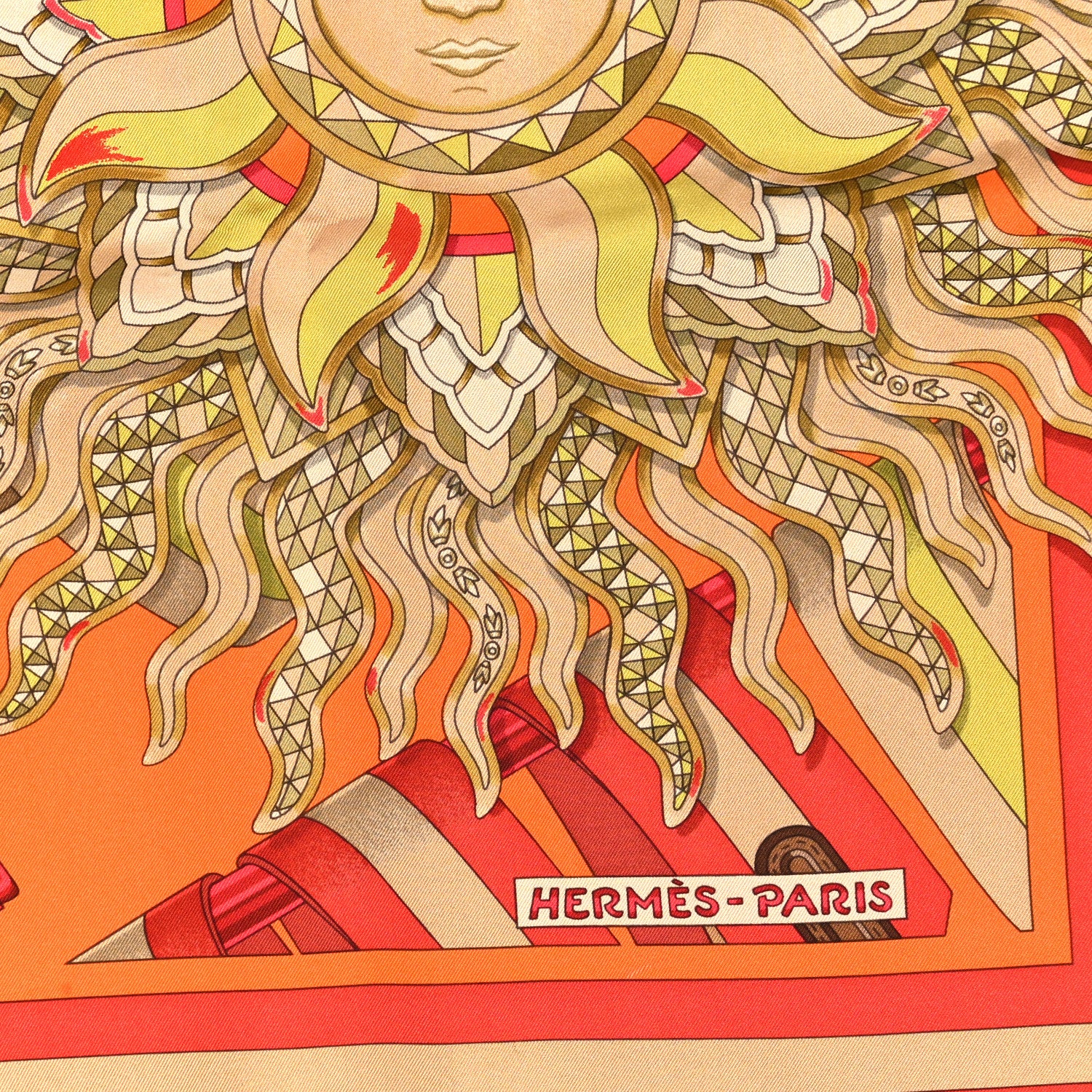 Hermes Silk Les Sangles de Phoebus Scarf 90 Orange Absinthe Brique 2 of 3