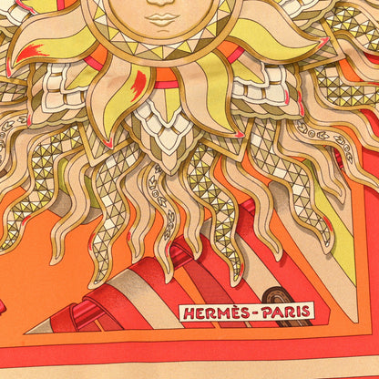 Hermes Silk Les Sangles de Phoebus Scarf 90 Orange Absinthe Brique 2 of 3