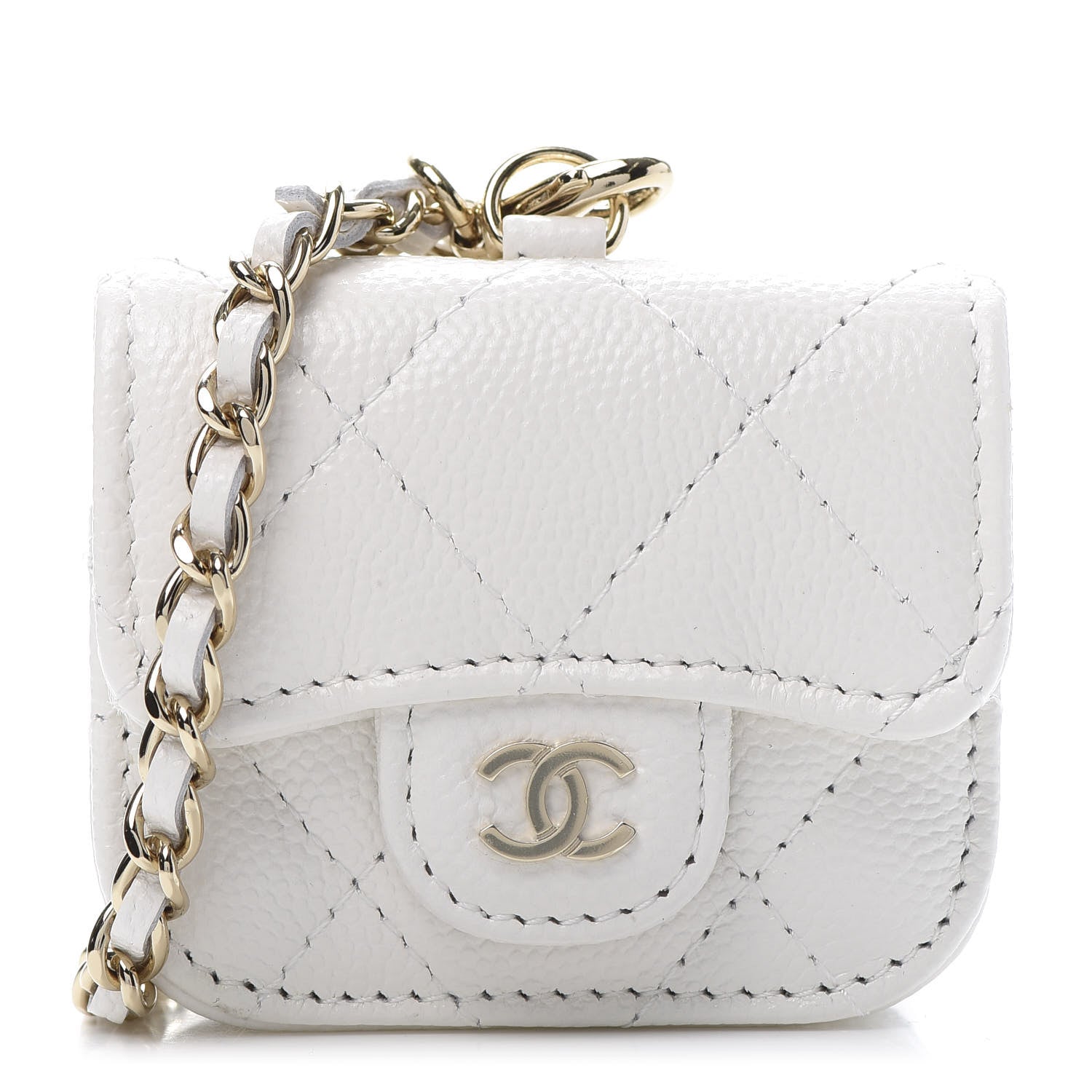 Chanel Caviar Quilted Airpods Pro Case White 2 of 12