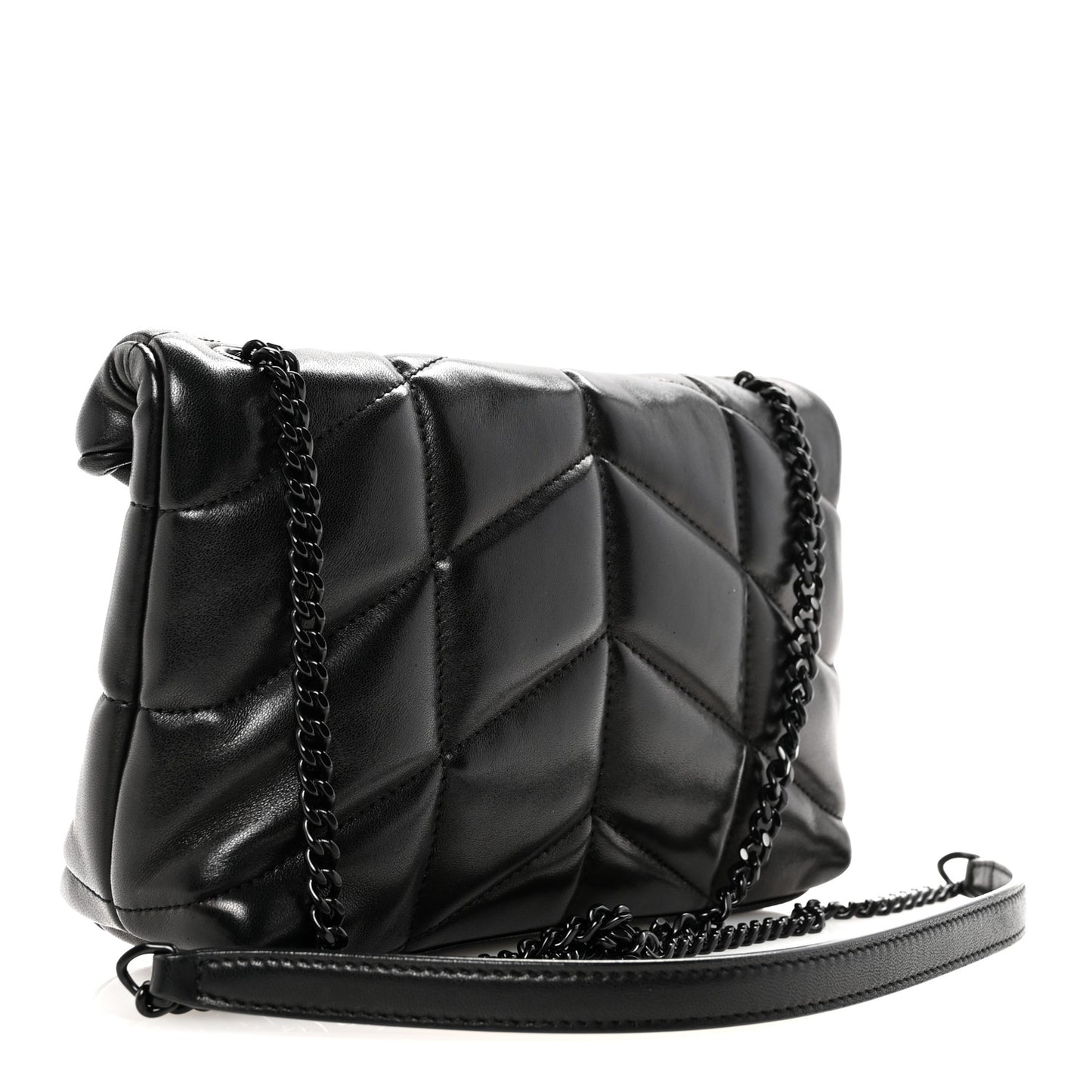 Lambskin Quilted Toy Loulou Puffer Monogram Monochrome Chain Satchel Black