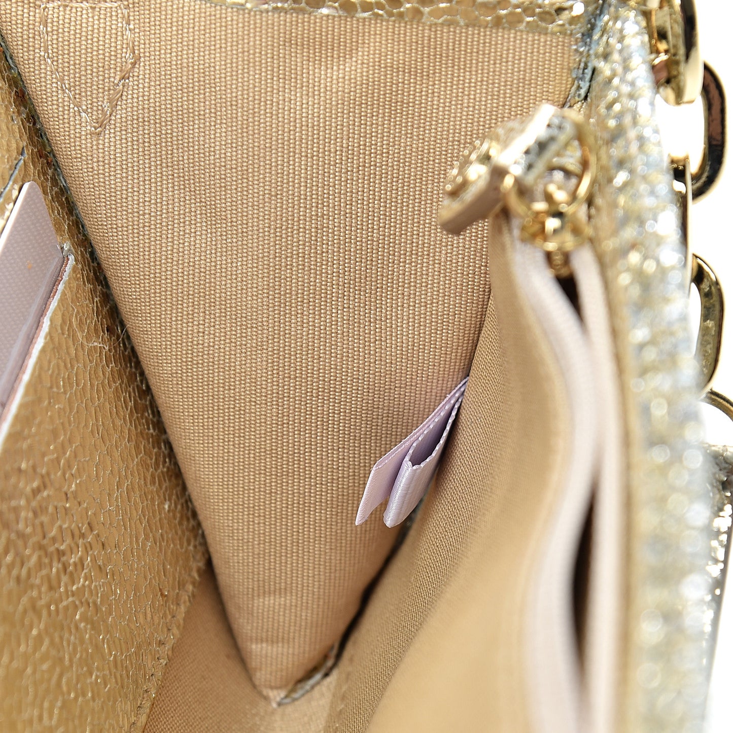 Glitter Fabric Large Riane Clutch Champagne