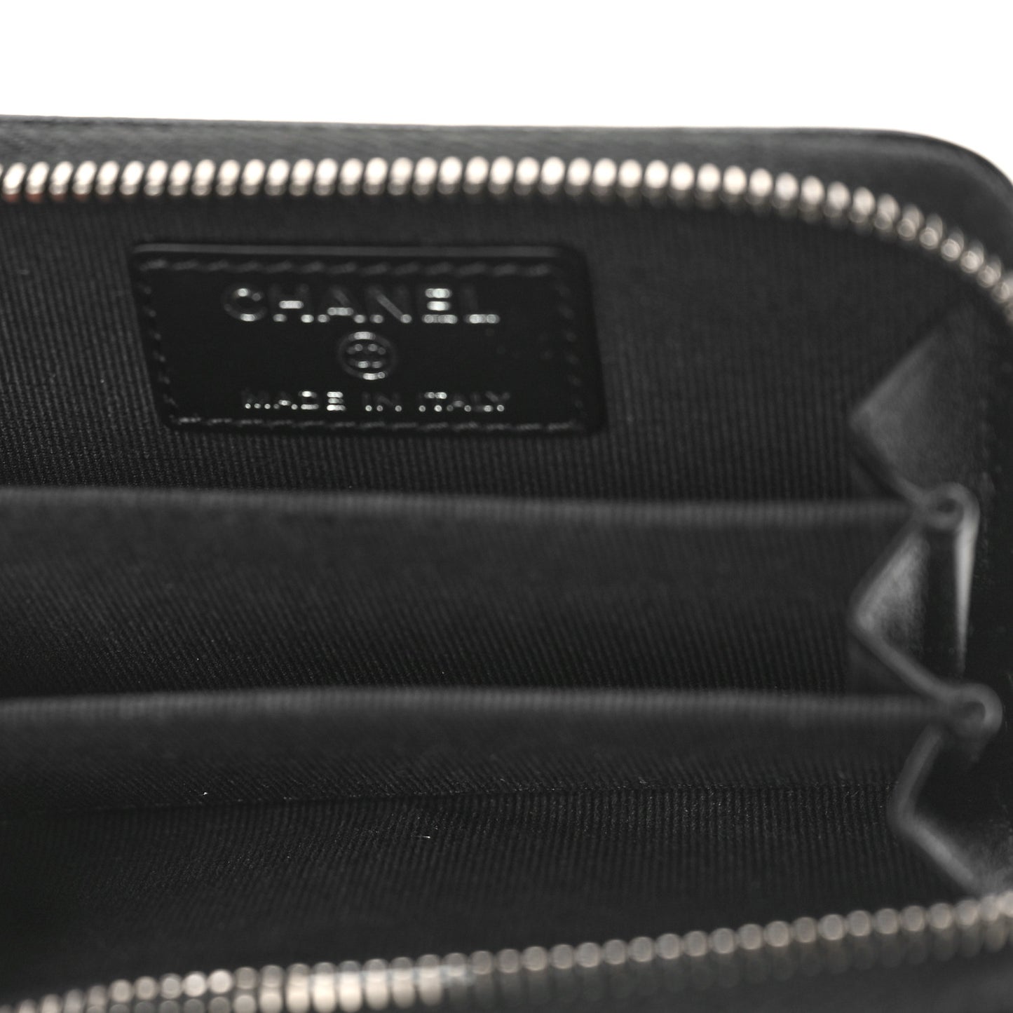Caviar Quilted Boy Zip Around Coin Purse Wallet Black