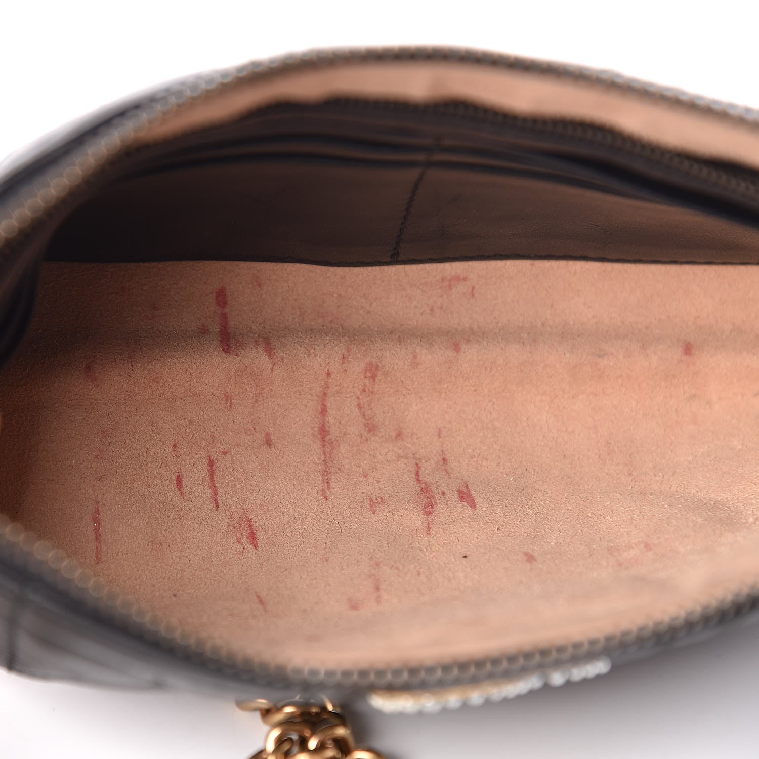 Gucci Calfskin Matelasse Mini Pearly GG Marmont Chain Bag Black 10 of 14