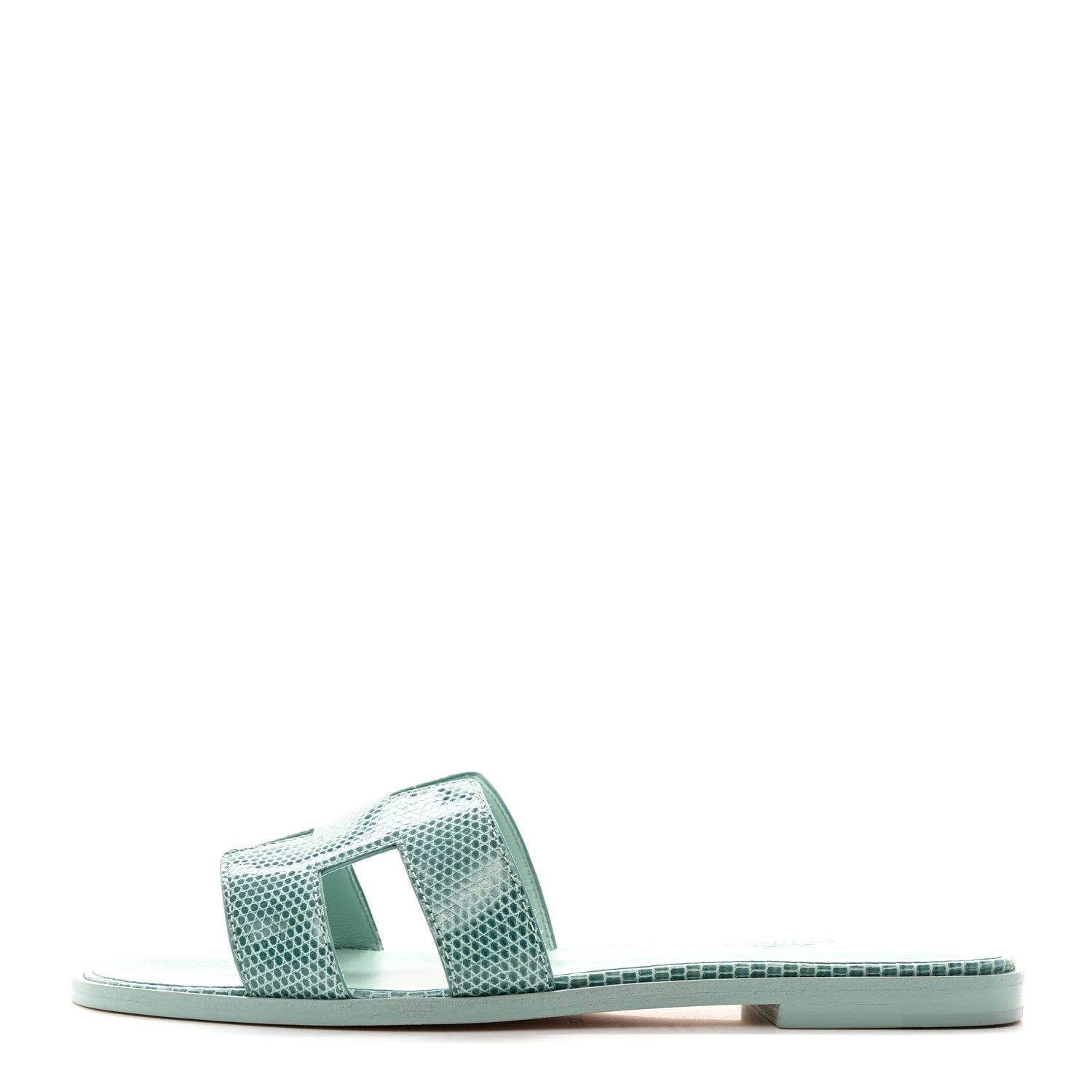 Hermes Lizard Oran Sandals 38.5 Vert Embrun 1 of 9