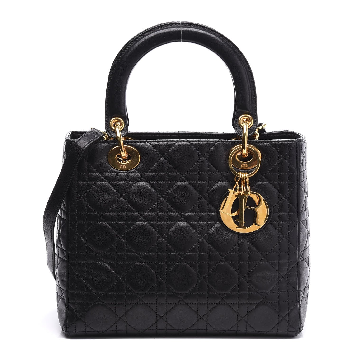 Christian Dior Lambskin Cannage Medium Lady Dior Black 1 of 10