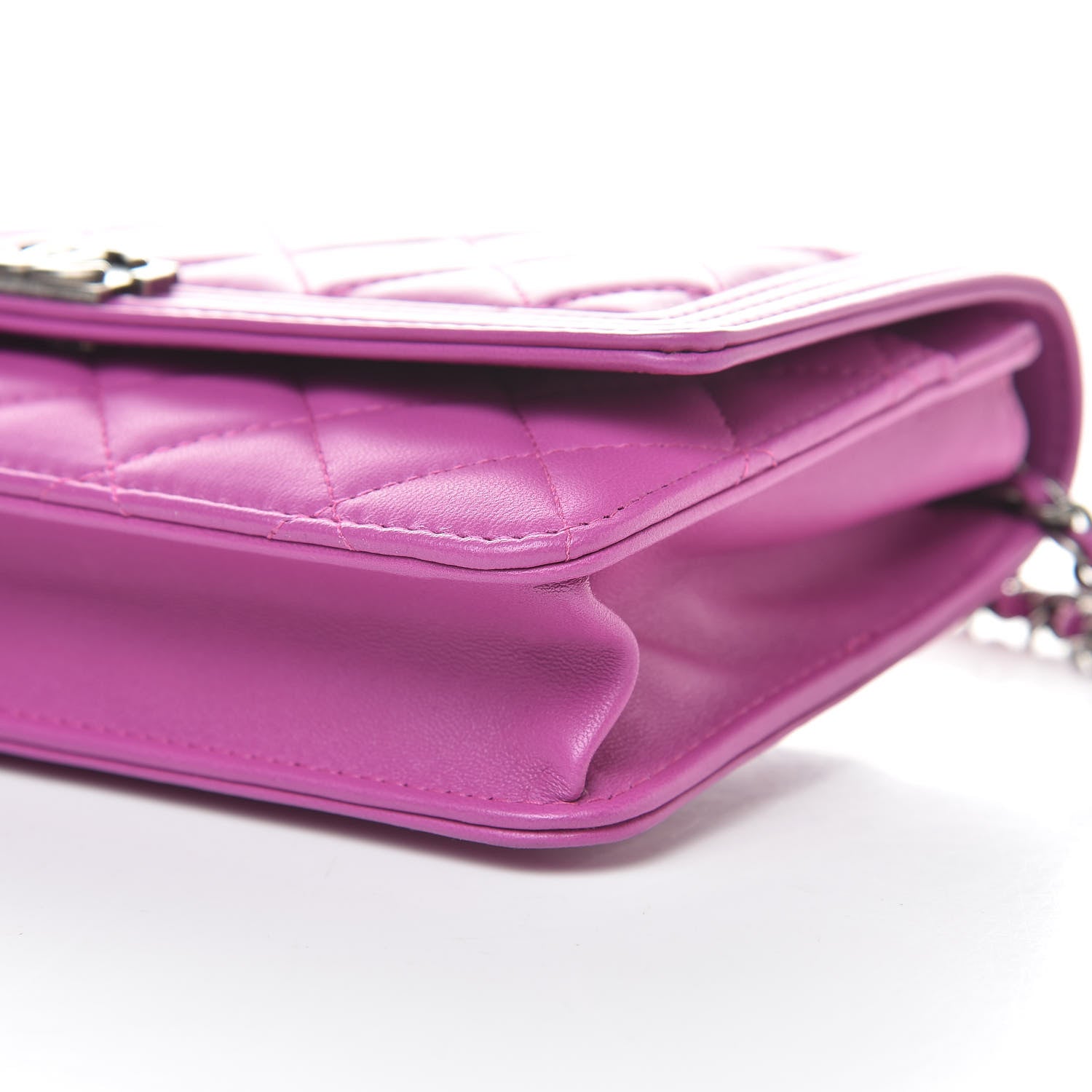Chanel Lambskin Quilted Boy Wallet On Chain WOC Dark Pink 11 of 12