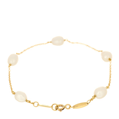 Tiffany 18K Yellow Gold Cultured Pearl 5.5-6mm Elsa Peretti Pearls By The Yard Bracelet 3 of 5