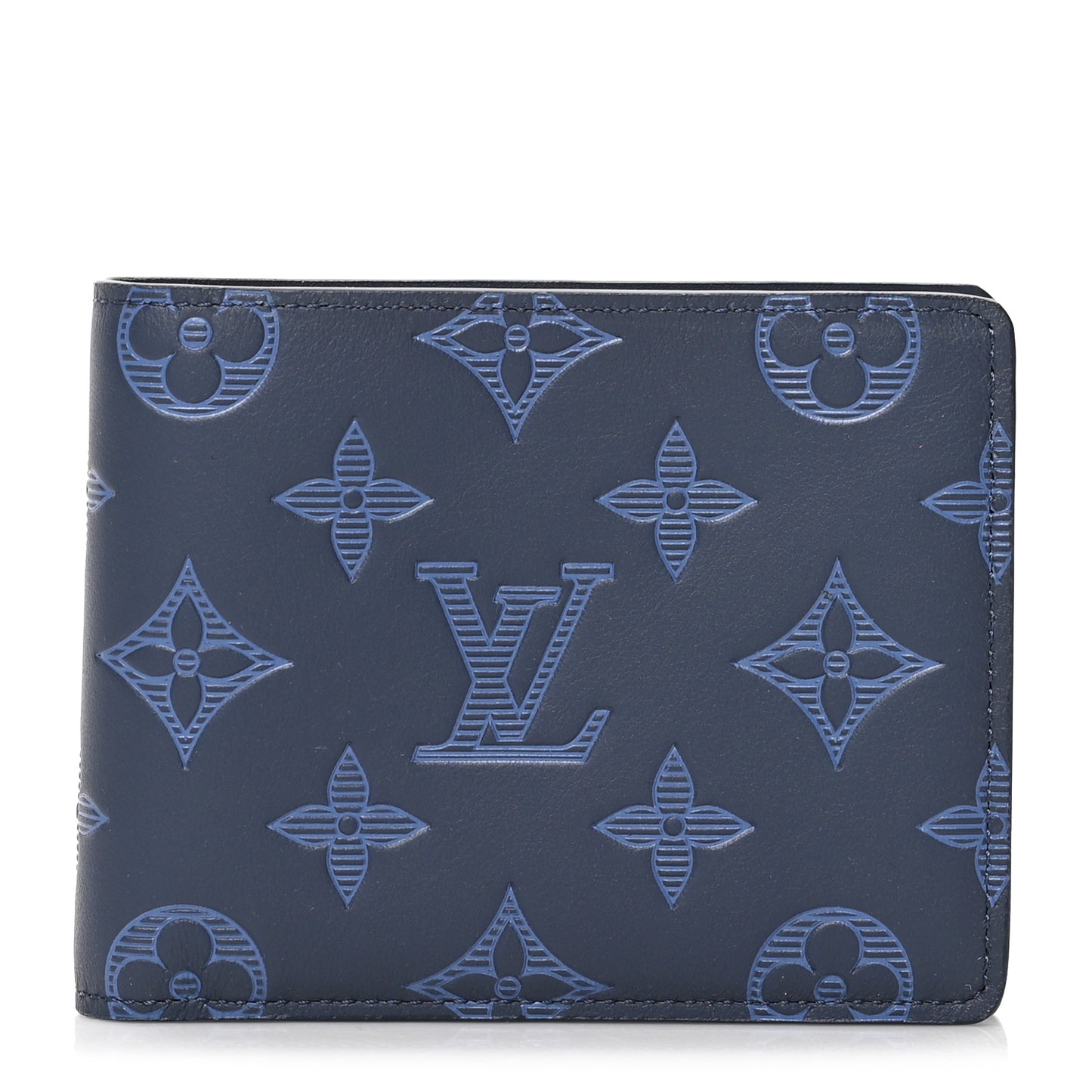 Calfskin Monogram Shadow Multiple Wallet Navy