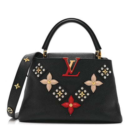 Louis Vuitton Taurillon Mechanical Flowers Smile Capucines PM Black 1 of 8