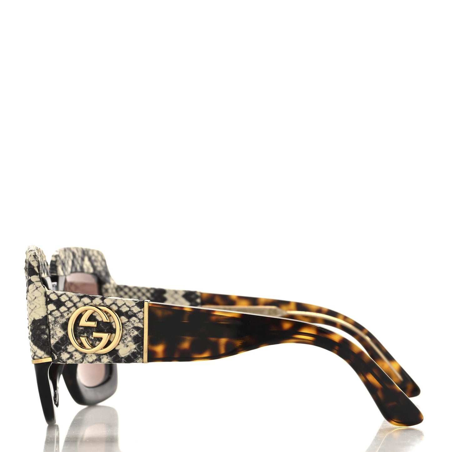 Snakeskin Acetate Square Sunglasses GG0484S Havana