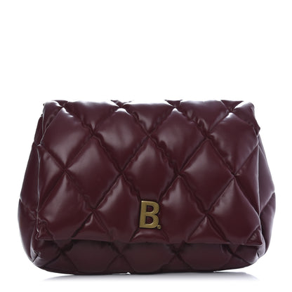 Balenciaga Nappa Calfskin Quilted Touch B Clutch Bag Dark Red 1 of 11