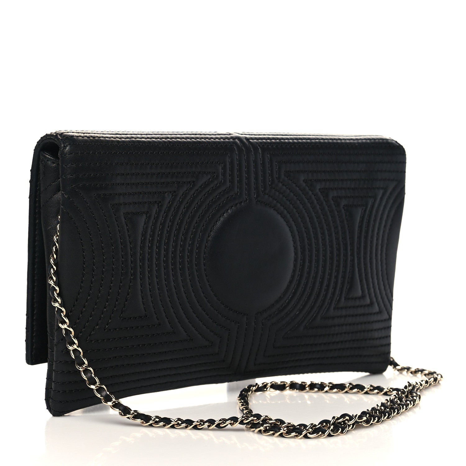 Chanel Calfskin Korean Garden Clutch With Chain Black 2 of 9