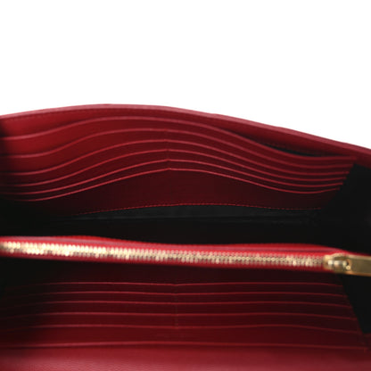 Saint Laurent Grain De Poudre Matelasse Chevron Monogram Chain Wallet New Red 6 of 12