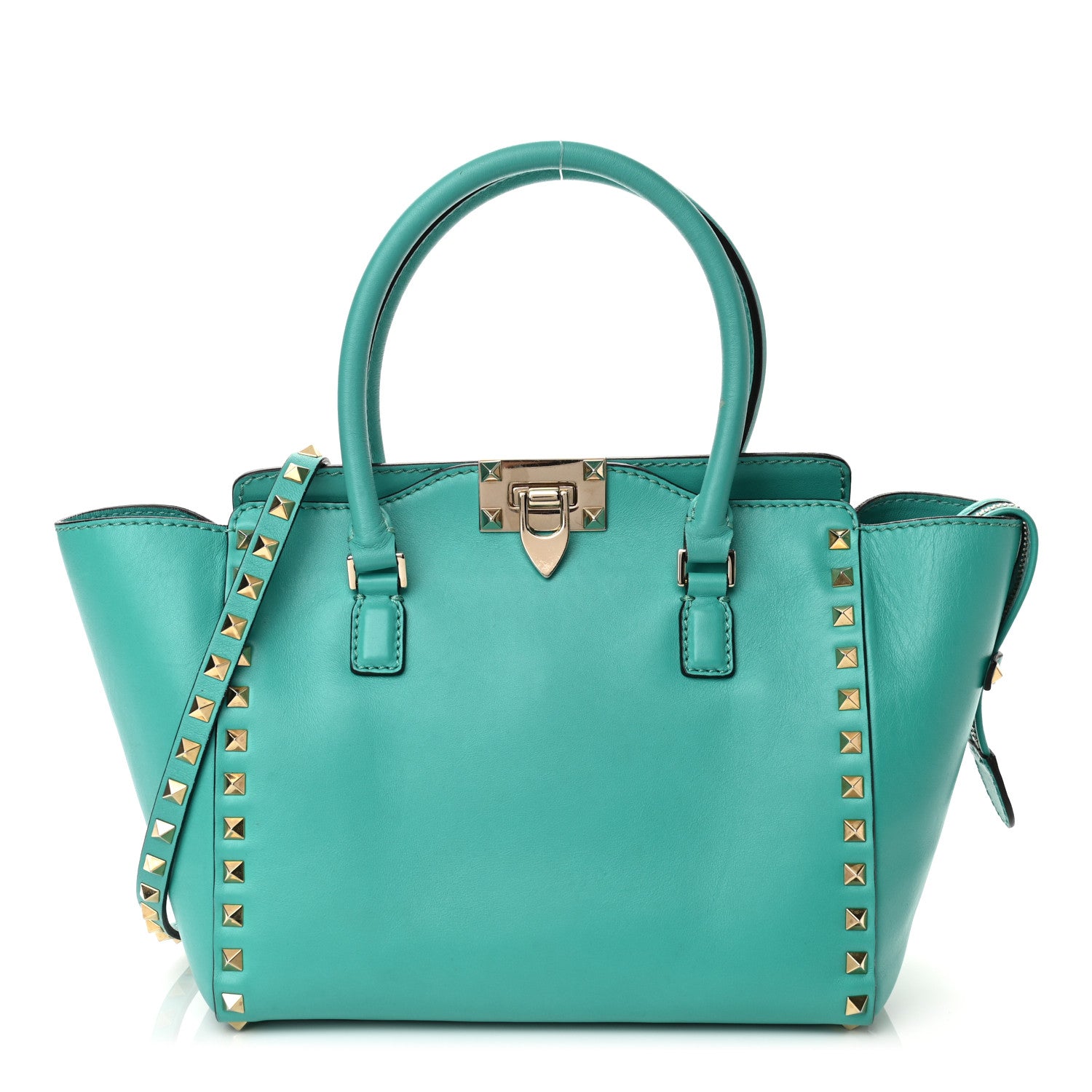 Valentino Garavani Vitello Small Rockstud Double Handle Tote Opaline Green 1 of 10