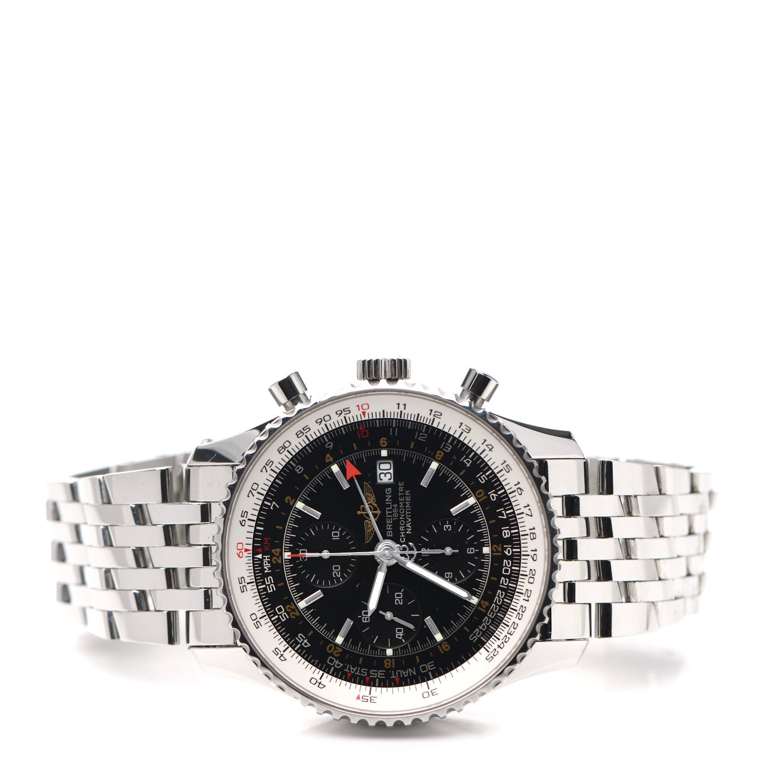 Breitling Stainless Steel 46mm Navitimer GMT World Automatic Watch Black A24322 2 of 5