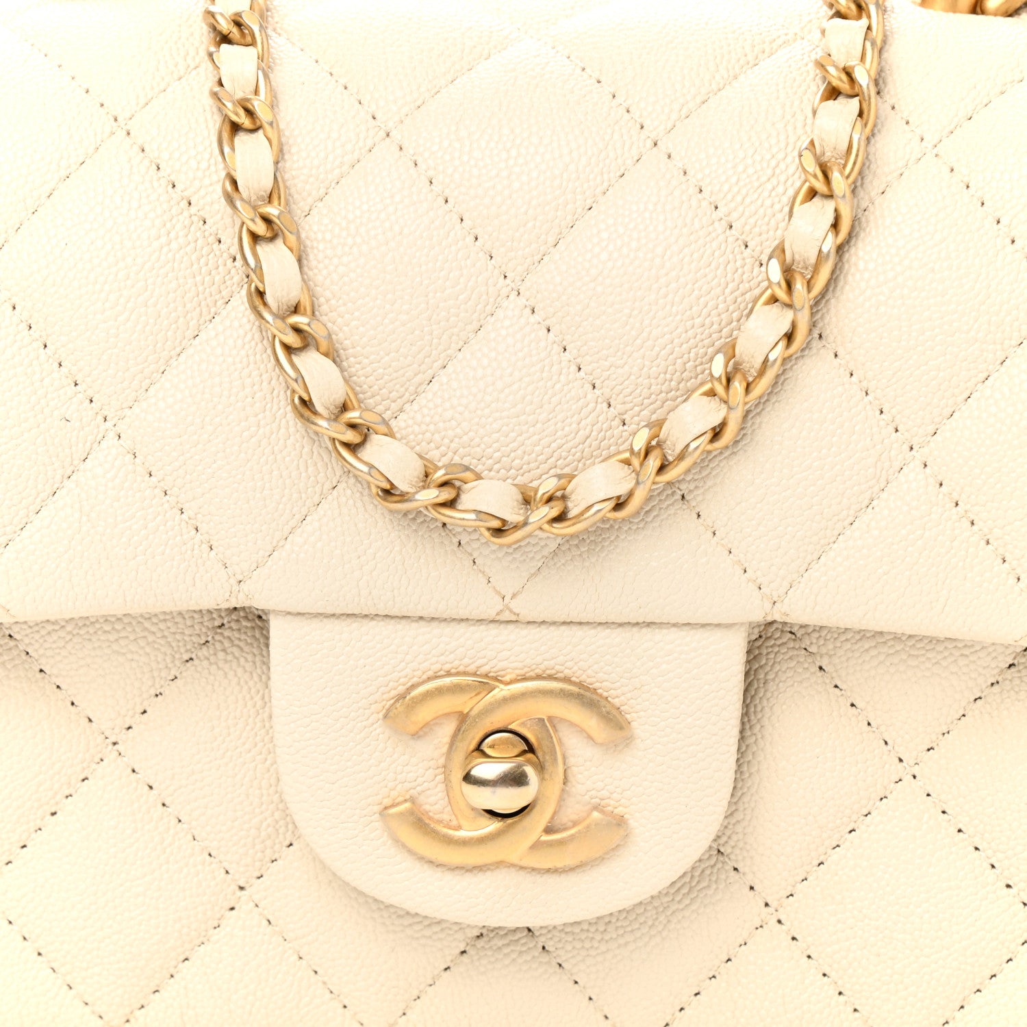 Chanel Caviar Quilted Mini Top Handle Rectangular Flap Beige 8 of 11