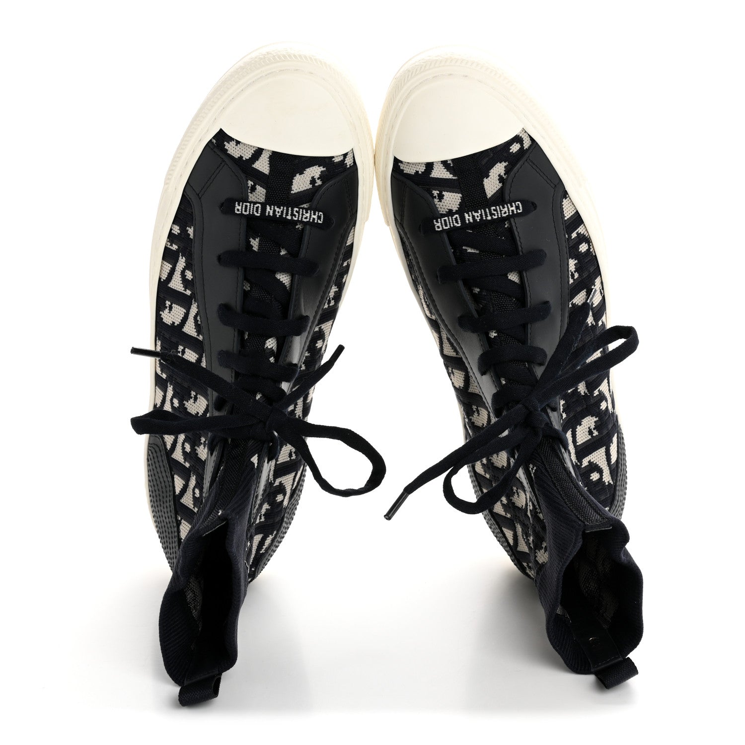 Christian Dior Technical Knit Calfskin Oblique Womens Walk'n Dior High Top Sneakers 39 Deep Blue 2 of 9