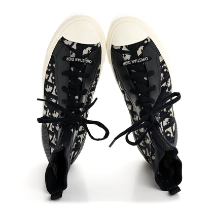 Christian Dior Technical Knit Calfskin Oblique Womens Walk'n Dior High Top Sneakers 39 Deep Blue 2 of 9