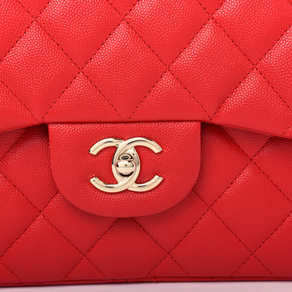 Chanel Caviar Quilted Jumbo Double Flap Red 10 of 11