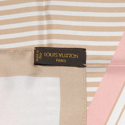 Louis Vuitton Silk Striped V Scarf Beige Pink 4 of 5