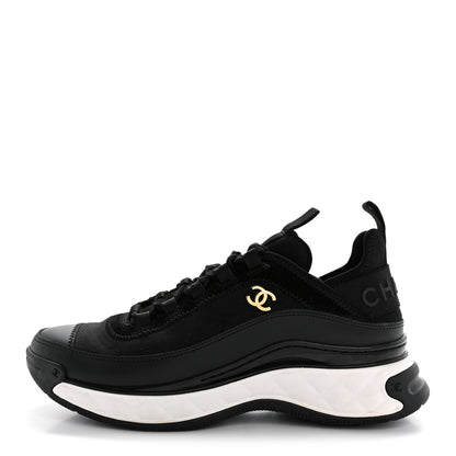 Chanel Velvet Calfskin Mixed Fibers CC Sneakers 38 Black 1 of 11