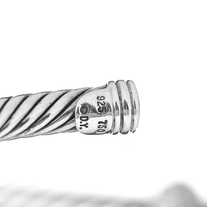 David Yurman Sterling Silver 18K White Gold Diamond 5mm Cable Classics Station Bracelet 4 of 4