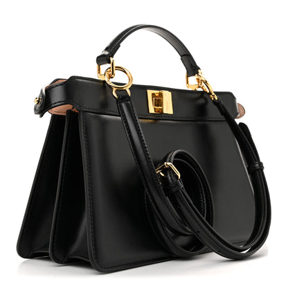 Fendi Vitello King Luxor Shiny Nappa Medium Peekaboo I SEE U East West Satchel Black Light Rose 3 of 12