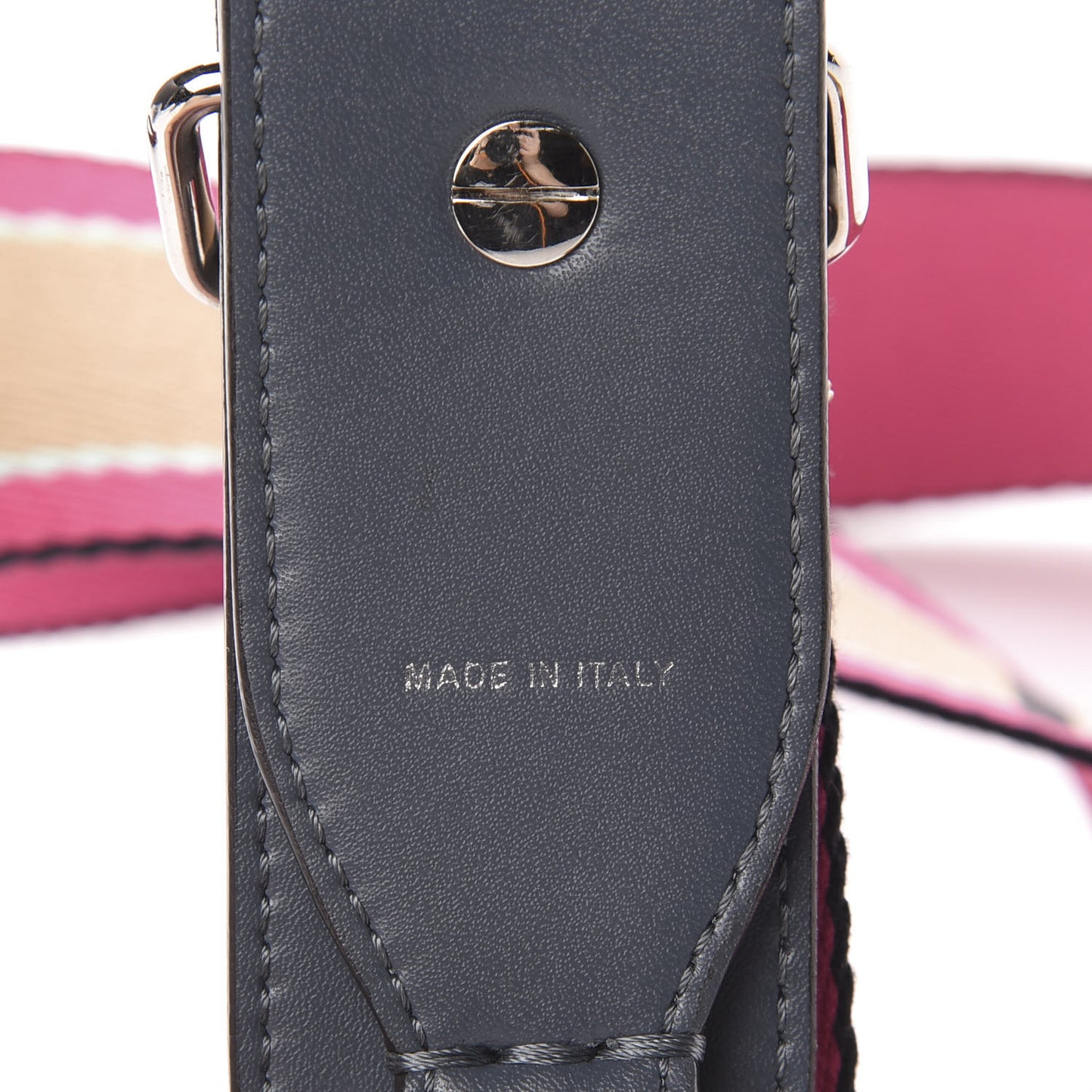 Woven Twill Calfskin FF Strap You Magenta Amido Multicolor